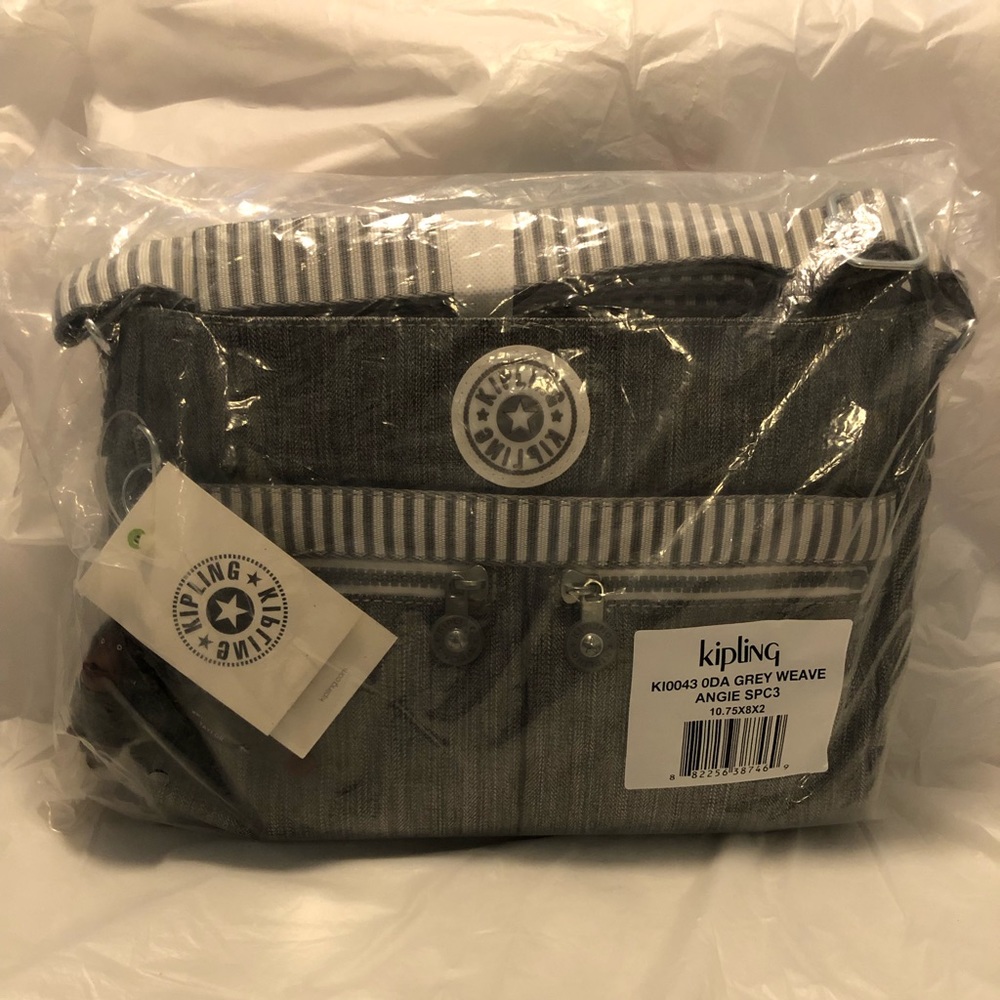Kipling Angie Bag  - Grey Weave Nylon